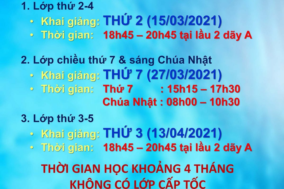 Thông báo về việc khai giảng các lớp Giáo lý Dự Tòng (cập nhật ngày 09/03/2021)